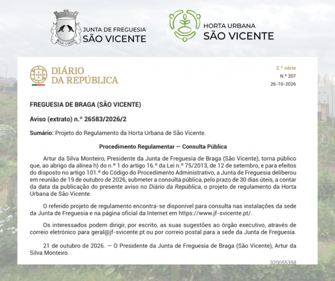 Horta Urbana de S&atilde;o Vicente | Projeto de Regulamento em Consulta Publica